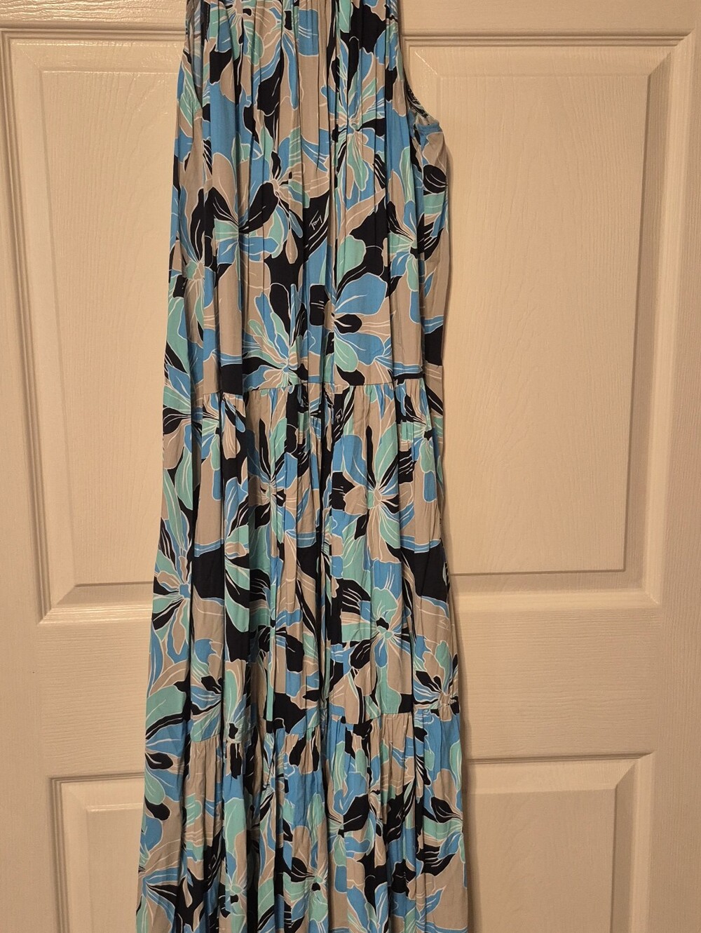 Tommy Hilfiger Blue Tan and Black Floral Maxi Dress